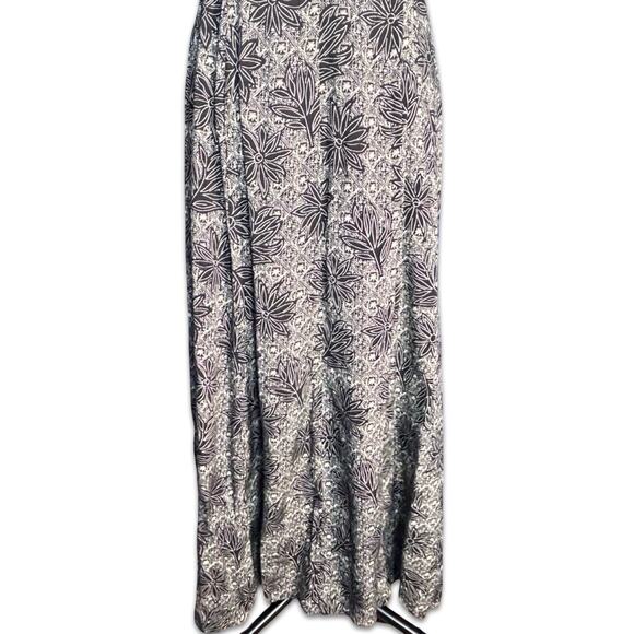 Vintage 90s All That Jazz Abstract Floral Maxi Dress Open Cross Back Black - Picture 5 of 10